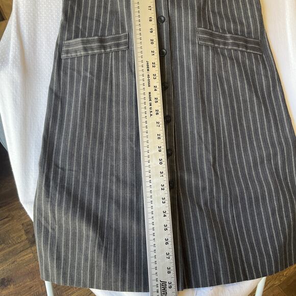 VINTAGE Hillard & Hanson Women Dress 10 Gray Striped Shirt Dress Classic Button - Picture 8 of 11